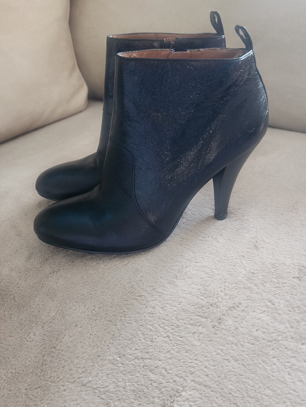 Nine West Black Leather Ankle Booties with Stiletto Heel